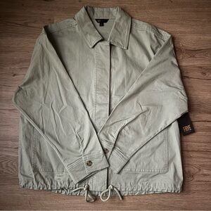 New Frye women’s tea Green crop anorak Jacket size medium oversized cotton blend